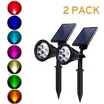 Solar Spotlight, PRODELI Color Changing Outdoor Up Lights Solar Automatic Flag Pole Lights Waterproof for Garden Tree Pool Area Pond Pathway Christmas Decorations (Pack of 2)