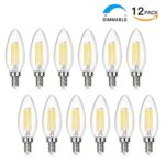 SHINE HAI Candelabra LED Filament Bulbs Dimmable 40W Equivalent, 4000K Chandelier B11 LED Bulb E12 Base Decorative Candle Light Bulb(12-Pack)