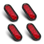 KOYA 4PCS 6″ 10-LED Oval Red Stop/Turn Signal/Brake/Marker/Tail LED Light Rubber Mount RV Trucks