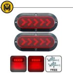 TMH ( Pack of 2 ) 6″ 25 ARROW LED Surface Mount Oval Red Stop Brake Marker Tail LED Light, for Truck Trailer Trail Bus 12V DC