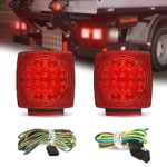 AMBOTHER 2x 12-LED Submersible Trailer Tail Light Kit Stop Turn Signal Brake Marker Lights Waterproof Universal Mount Combination for RV Boat Truck Trailer Red DC 12V (Pack of 2)