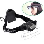 Lighted Magnifying Head Lamp Magnifier Glasses Visor with led Light Hands Free Headband Loupe Magnifier Headset for Close Work Reading Eyelash Electronics Hobby Crafts Watch Circuit Repair,1.0X-6.0X