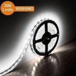 LED Strip Lights, iNextStation 5M 5050 Cool White SMD Flexible Waterproof 300 LED Strip Light Full Kit without Power Plug for Kitchens, Bedroom, Home Led Lighting Bars, Restaurants, For car, Garage