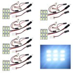 EverBrightt 6-Pack Cool White 5730 9SMD Led Panel Dome Light Auto Car Reading Interior Light DC 12V With T10 / BA9S / Festoon Adapters