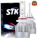 STK HB3 9005 LED Headlight Bulbs, 60W 7200Lm 6000K All-in-One H10/9045/9145 Car Led Headlamp Conversion Kit, Cool White – 2 Year Warranty ( Pack of 2 )
