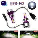 H7 LED Headlight Bulbs 2018 Newest Design All-in-One Conversion Kit COB Chip High or Low Beam Light 6000K White 12000LM High Power Plug & Play – 3 Year Warranty