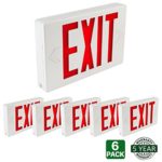 Hykolity Universal Mounting LED Exit Sign Emergency Light Lighting Double Face Red Letter with Battery Backup – Pack of 6