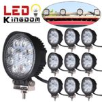 LEDKINGDOMUS 10pack 4inch 27W Flood Round LED Work Light Fog Light Waterproof Offroad Driving Led light for Jeep SUV Boat Truck ATV Car