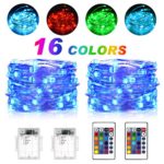 Sunnest Waterproof String Lights Outdoor, LED String Lights Fairy Lights Battery Operated, 16 Colors String Lights with Remote Control, Color Changing for Bedroom, Corridor(2 Pack)