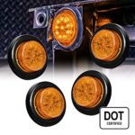 4PC OLS 2″ Round 10 LED Clearance Light [2 in 1 Reflector] [Polycarbonate Reflector] [10 LEDs] [D.O.T. Certified] [2 Year Warranty] Side Marker Light for Trucks and Trailers – Amber