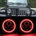 Hozan 7″ Daymaker Projector LED Headlight with Red DRL Angel Eyes for Jeep Wrangler TJ JK/JKU Rubicon Sahara