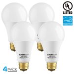 3-Way 40/60/100W Equivalent LED A21 Light Bulb, ENERGY STAR + UL-listed, 2700K Soft White, E26 Medium Screw Base, for Table Lamp, Bedside Lamp, Pack of 4