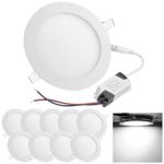 DELight 12W Ultra-thin LED Flat Panel Light, 6000-6500K, 960LM, 80W Equivalent, LED Recessed Ceiling Down Light, 10 Pack