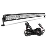 LED Light Bar 52 Inch Curved AUTO Work Light 4D 500W with 8ft Wiring Harness, 50000LM Offroad Driving Fog Lamp Marine Boating Light IP68 WATERPROOF Spot & Flood Combo Beam Light Bar, 2 Year Warranty