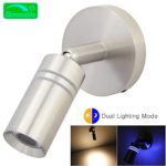 12V Reading Light, RV Boats LED Reading Lamp Dual Lighting Mode Directional Lighting with Dimmable Touch Switch Brushed Nickel, Hard-wired