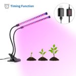 [2018 NEWEST] 36 LED Grow Lights for Indoor Plants w/ 3 6 12 Hour Timer, TekHome Dual Head 12W Florescent Red Blue Spectrum Grow Lamp, 5 Dimmable Levels, Adjustable Gooseneck for Seedlings.(GL002)