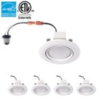 Parmida (4 Pack) 4 inch Dimmable LED Adjustable Gimbal Eyeball Retrofit Recessed Downlight, 10W (65W Replacement), Directional Swivel Can Lighting Trim, 650lm, ENERGY STAR & ETL, 5000K (Day Light)
