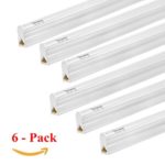 (Pack of 6) Jarsant LED T5 Integrated Single Fixture Utility Shop Light, LED Tube Light 20W 4FT 2200lm 6500K (Super Bright White), Ceiling Under Cabinet Light, Corded Electric Built-in ON/OFF Switch