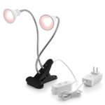 LED Grow Light New Dual Head Desk Clip Lamp with Swivel 360 Degree Adjustable Gooseneck and Double on/off Switch for Indoor Plants Hydroponic Garden Greenhouse (12W)