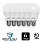Great Eagle 100W Equivalent LED Light Bulb 1610 Lumens A19 Cool White 4000K Dimmable 14-Watt UL Listed (6-pack)