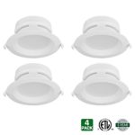 Hykolity 4″ LED Recessed Ceiling Light Dimmable Downlight With Junction Box 10W [60W Equivalent] 5000K Daylight White 1000lm Wet Rated ETL Listed – Pack of 4