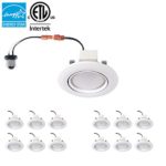 Parmida (12 Pack) 4 inch Dimmable LED Adjustable Gimbal Eyeball Retrofit Recessed Downlight, 10W (65W Replacement), Directional Swivel Can Lighting Trim, 650lm, ENERGY STAR & ETL, 5000K (Day Light)