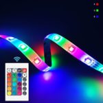 LED Flexible Strip Light Kit RGB Dimmable Rope Light 16.4Ft 300LEDs SMD3528 DC12V with 24Key IR Remote Controller for Closet Outdoor Undercabinet Car Bike DIY Christmas Party (Waterproof)