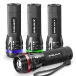 Pack of 4 Flashligts, BYBLIGHT Small Flashlight with Colored Band, Zoomable, 150 Lumens LED Flashlight, 3 Modes for Indoors and Outdoors(Car, Emergency, Capming and Kids) (Colorful)