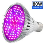 Lovebay 80W LED Grow light Bulb, Full Spectrum Grow lamp for seeds bonsai indoor plants, Plant Light for Indoor Garden Greenhouse and Hydroponic Plants Organic Soil (All Wavelengths)