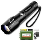 Rechargeable LED Tactical Flashlight, eSamcore Water Resistant Flashlight with Safety Hammer and 18650 Battery & Charger [Zoomable] [1000 Lumens] [5 Modes] For Camping Outdoor Emergency