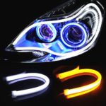 AUTOXON 2x 23inch Dual Color LED Strip Tube White-Amber Switchback Headlight DRL and Turn Signal Light