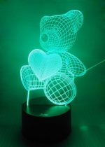 Loveboat USB Powered 7 Colors Amazing Optical Illusion 3D Glow LED Lamp Art Sculpture Lights Produces Unique Lighting Effects and 3D Visualization for Home Decor (Baby Bear)