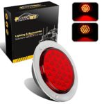 Partsam Universal Red 24 LED 4″ Round Stop Turn Brake Tail Light Truck Trailer w/ Stainless Steel Rings