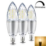 Rayhoo E12 Base LED Light Bulbs Dimmable, Candelabra LED Bulbs 10W, Incandescent 80-100W bulb Equivalent, Warm White 3000K, 3 Pack (Extremely Bright)