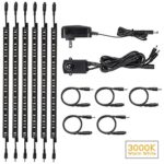 LED Safe Lighting Kit, (6) 12’’ Linkable light bars + Motion Sensor + Power adapter, Under Cabinet, Gun Safe, Locker, Closet, Under Counter, Shelf, Showcase Lighting, 3000K Warm White