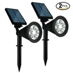 Achivy 5-LED Solar Lights, Upgraded 2-in-1 Outdoor Solar Spotlights, IP65 Waterproof Adjustable Landscape Night Lights Auto on/off for Garden Yard Lawn Pathway Driveway Tree (2 Pack)