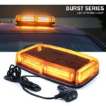 Xprite Burst Series 12V COB LED Amber/Yellow Roof Top Emergency Hazard Warning LED Mini Strobe Beacon Lights Bar w/ Magnetic Base, for Snow Plow, Police, Firefighters, Trucks, Vehicles