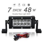 7″ LED Light Bar with Wiring Harness 48W 4800LM Spot Automotive Driving Fog Light for Off-road Motorcycle Trucks Jeep UTV ATV Boating Hunting Camping