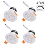 Dimmable 5W 2.5in Recessed COB LED Downlight, 3000K Warm White Ceiling Light with Driver(4 Pack)