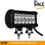 Phenas 36W 6 Inch LED Work Bar Lights – 2400LM – Spot Beam Driving Jeep Off Road Lamps Bar, 2 Years Warranty