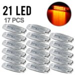 Partsam 17x Rectangular Rectangle 6-1/5″ Amber Led Marker Clearance Light Cab Top Roof Surface Mount Peterbilt-style Clear Lens 12 Diodes Air Cleaner Panel Lights