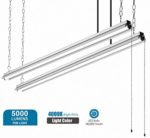 [2 Pack] BESTTEN High Output 5000 Lumen 4000K (Bright White Color) LED Shop Lights, 5 Foot Heavy Duty Power Cord and 7 Foot Switch Pull Chain, ETL Certified, 5 Year Warranty
