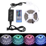 LED Rope Lights RGBW Waterproof led lights DC12 v 16.4FT 5M 300LED With 40Keys IR Remote Controller and 5A Power Supply for Christmas Holiday Festival Party Home Garden De(RGBWW kit) (RGBW Kit)