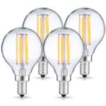 DORESshop LED Candelabra Globe Light Bulbs, Dimmable LED Filament Bulb, 4W (40W Equivalent), Daylight White 4000K, 400LM, E12 Small Base, Globe Light Bulbs for Decorative Home Lighting (4-Pack)