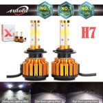 2018 Newest Car H7 LED Headlight Bulb 24000LM 4-Side HighBeam / Low Beam Super Bright – 6000K Pure Cool White Plug n Play Fog/Head Light Replacement