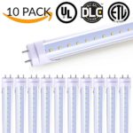 10 Pack-T8 LED Tube Light 4ft 48″,18W,6000K(Bright White),2,000 Lumens, Works WITH or Without a Ballast! Fluorescent Replacement Light Lamp,Clear Cover,UL,ETL,DLC Plug and Play,T8 Ballast Compatible