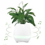 Smart Music Plant Pots, [Gift Choice] Multi-functional Touch Plant Piano Music Playing Flowerpot Innovative Wireless Bluetooth Speakers LED Night Light for Office Home Decor (without Plants) White