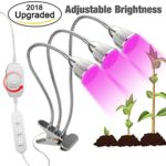 NEWEST Triple Heads Portable LED Grow Light, Desk Clip Plant Grow Lamp with 360° Flexible Gooseneck, Adjustable Brightness and Triple Switch for Indoor Flower Vegetable Herbs Garden Greenhouse Office