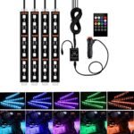 Car LED Strip Light, YANF 4Pcs 36LEDs Car Music Interior Led Under Dash Lighting Kit Multicolor Glow Neon Atmosphere Floor Lights with Sound Active Function and Wireless Remote Control