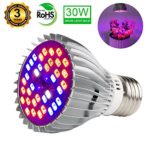 Led Grow Light Bulb, Plant Led Full Spectrum Grow Lights for Indoor Plants Vegetables and Seedlings, Led Plant Light for Hydroponics Indoor Garden Greenhouse and Organic Soil (E26 40 LEDs 30W)
